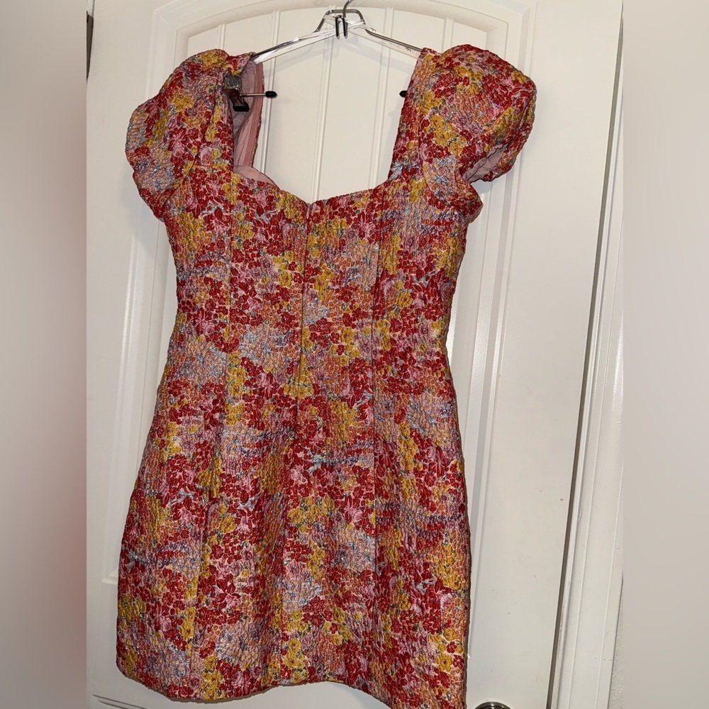 Pink and Orange Sheath Mini Dress with Sweetheart Neckline - Picture 14 of 16